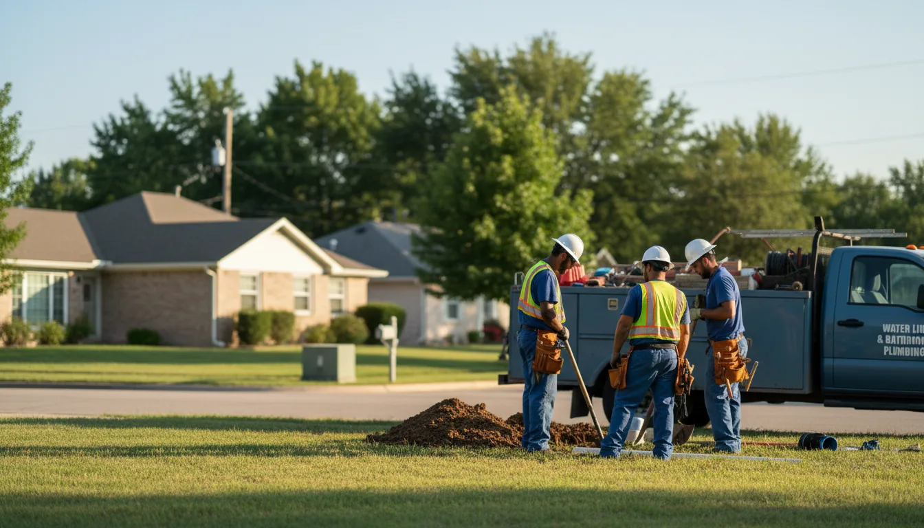 Residential water line and bathroom plumbing service in Bleiblerville, TX